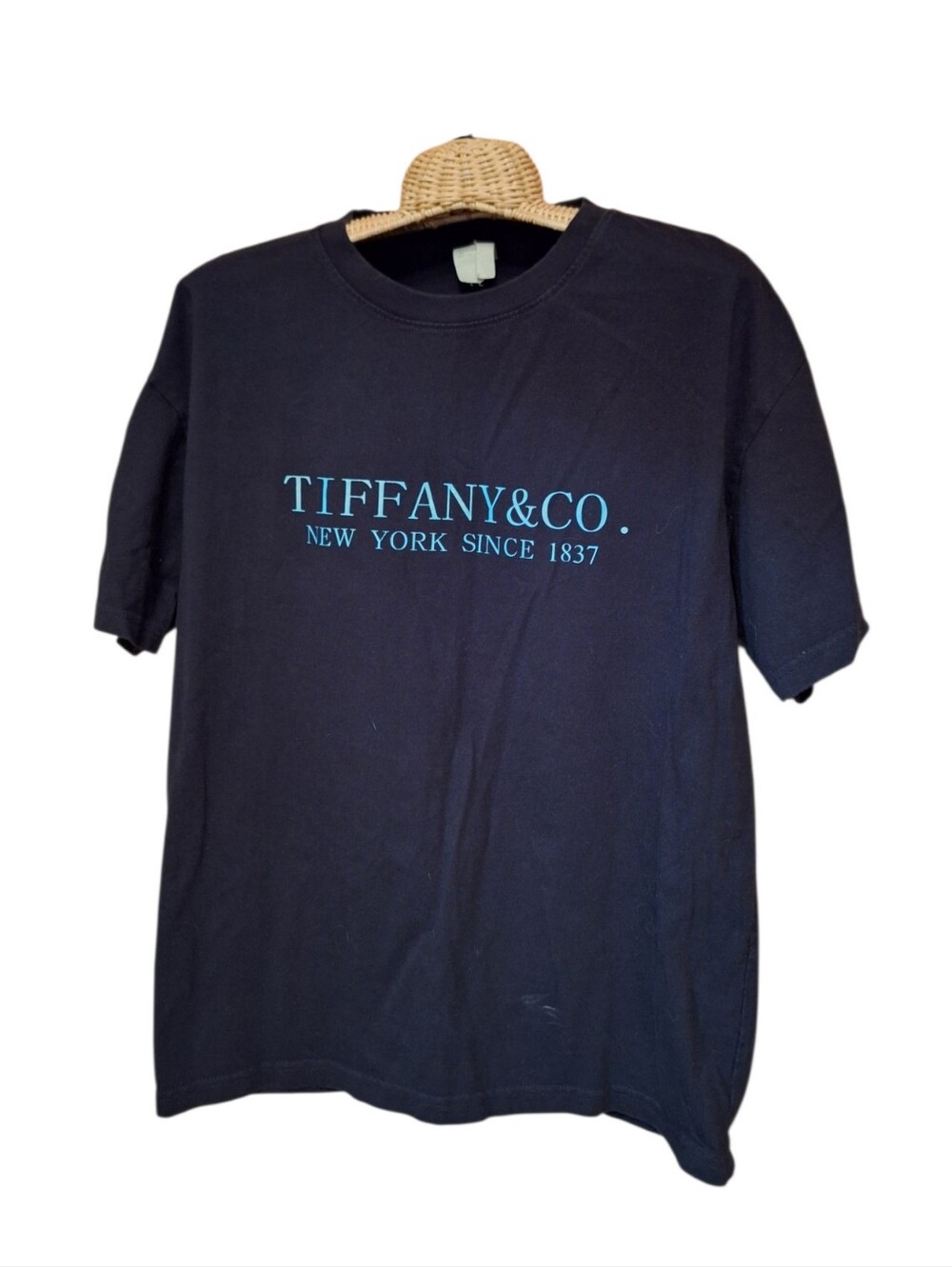 Tiffany & Co. Black Blue Short Sleeved pullover promotional T-shirt Ladies med